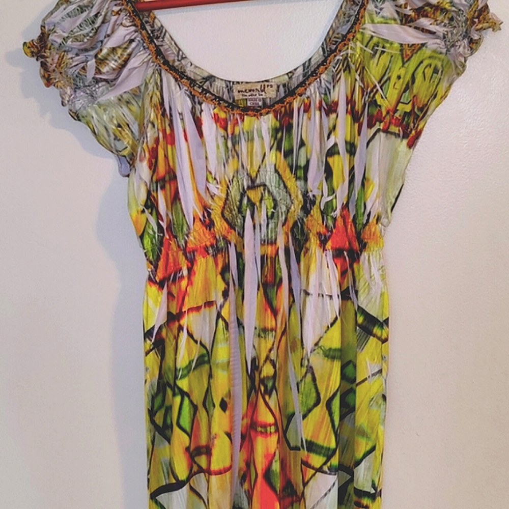 ONE WORLD Sundress with Cap Sleeves- Boho, Y2K, 90s, Whimsygoth